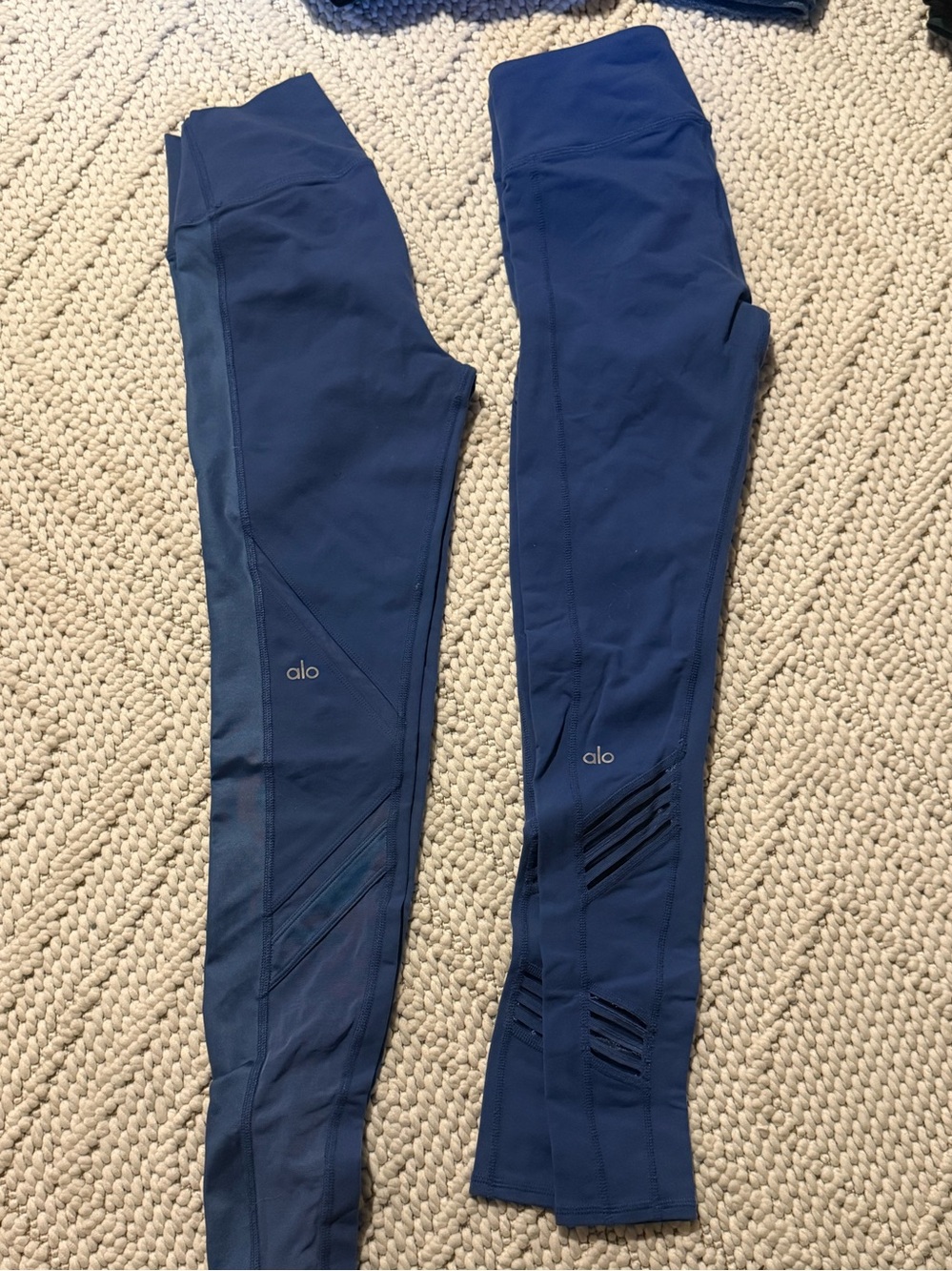 ALO Yoga Lot of 2! Blue High-Waist Mesh-Accent Leggings in Great Condition!
